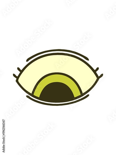 changing color animation of comic book style cartoon of a eye looking down