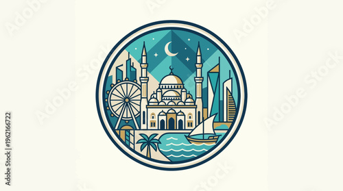 Dubai City Skyline Emblem Design