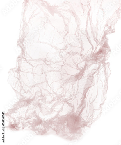 Sepia tulle fabric in blur motion isolated on white background. Abstract study of nude tulle net transparent material.