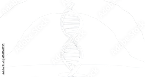 DNA Double Helix Line Art Illustration Representing Genetic Structure, Genome Science, Molecular Biology and Biotechnology Research Concept for Medical and Scientific Education