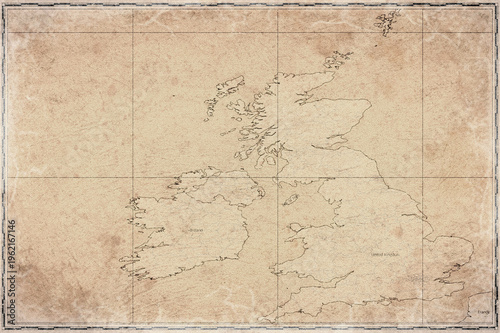 Konstfotografi Vintage Map Of British Isles On Retro Paper Background