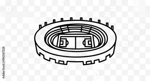 Stadium Illustration - A Detailed Outline of a Sports Arena.