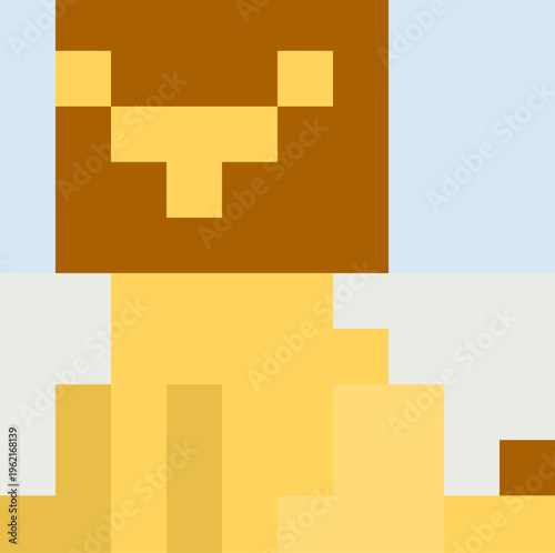 Golden Lion Character NFT Asset Pixel Art for Digital Collection and Game Interface. ready for indie game development, app UI elements, or as a distinct virtual creature for blockchain-based NFT