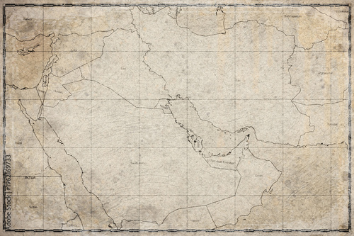 Vintage Map Of Persian Gulf On Retro Paper Background