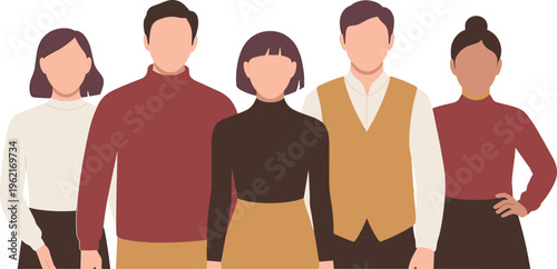 Diverse people group flat vector illustration team unity community friendship togetherness modern characters minimal style social diversity concept design