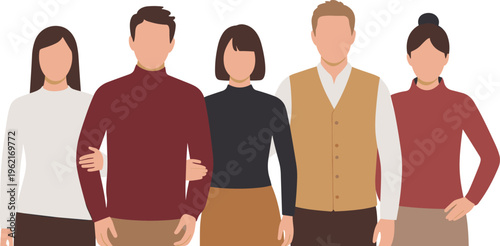 Diverse group of people flat vector illustration team unity friendship community togetherness modern characters minimal style social concept design