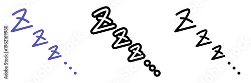 睡眠アイコンセット Zzzの手描きテキストで眠り・休息を表現するシンプルベクター素材 / Sleep icon set Zzz text hand drawn rest symbol vector
