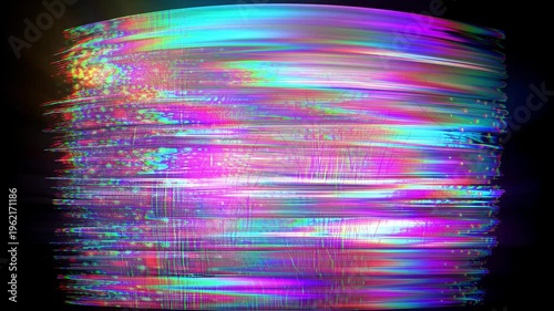 Colorful Distortion Glitch Abstract Digital Art With Vibrant Light Streaks, Energetic Mood
