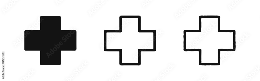 Obraz premium Plus Sign Cross Icon Set for Medical or Addition