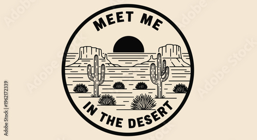 Modern Desert Silhouette with Detailed Design against a Light Background, suitable for travel branding, event promotions, and website design.