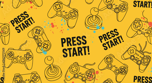 Modern Game Controller Pattern with Textured Background ideal for game promotions, app UI design, and gamer merchandise.