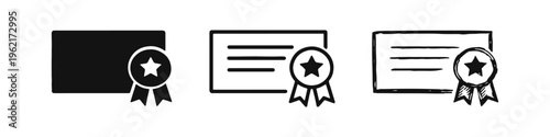 Vertical Certificate Award Icon Set - Quality Achievement and Official Recognition Symbol