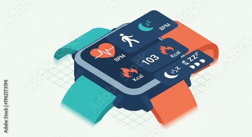 Smartwatch Displaying Health Metrics and Activity Tracking Features.