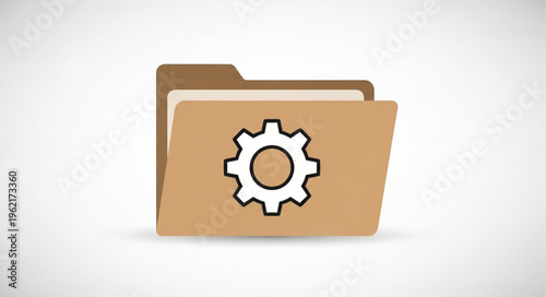 Folder with Gear Icon - Settings and Configuration Management Concept.
