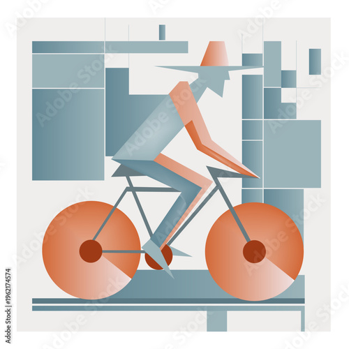 An abstract portrait of a cyclist symbolizing energy, freedom and urban lifestyle.