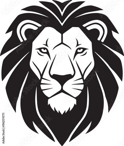 Modern Minimalist Lion Head Logo Vector, Symmetrical Geometric Lion Icon in Gold and Black, Premium Professional Corporate Branding Design Isolated on White Background