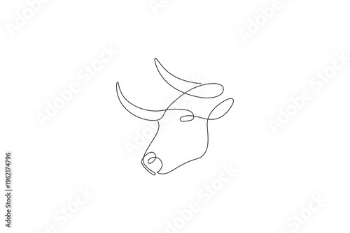 Cow front view cow icon single line drawing for logo design
