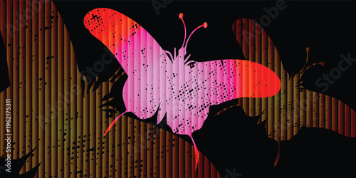 Abstract Striped Butterfly Background, with Dark Light background. soft shadows