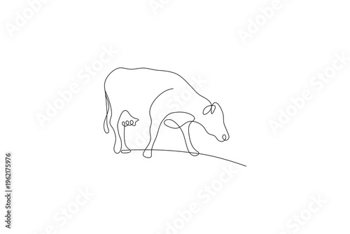 Cow icon single line art minimalist style isolated on white background
