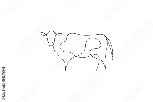Cow taurus bull head outline sketch one line style vector art
