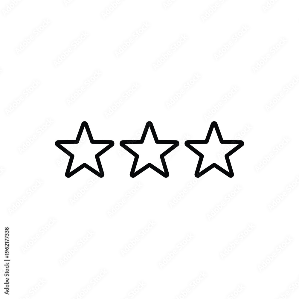 Obraz premium Three star rating black and white awards icon three stars outline vector illustration