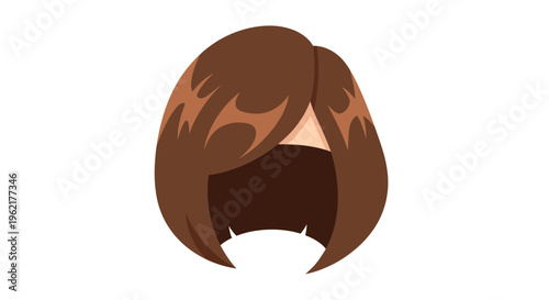 Stylized bob haircut illustration with soft layers and subtle highlights for design projects