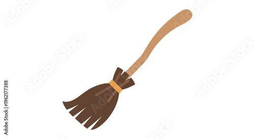 Stylized broom illustration against a plain white background evoking whimsical simplicity