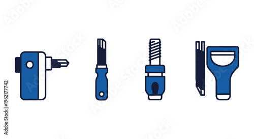 Lathe Tool Set Line art vector clean abstract modern illustration
