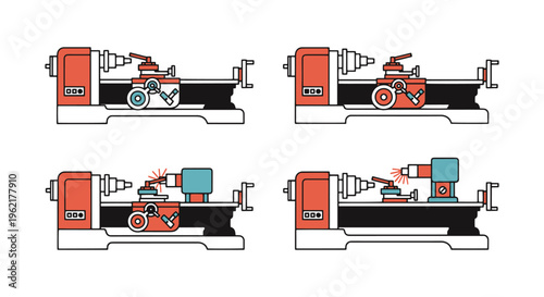 Lathe Machine Line art vector simple shapes