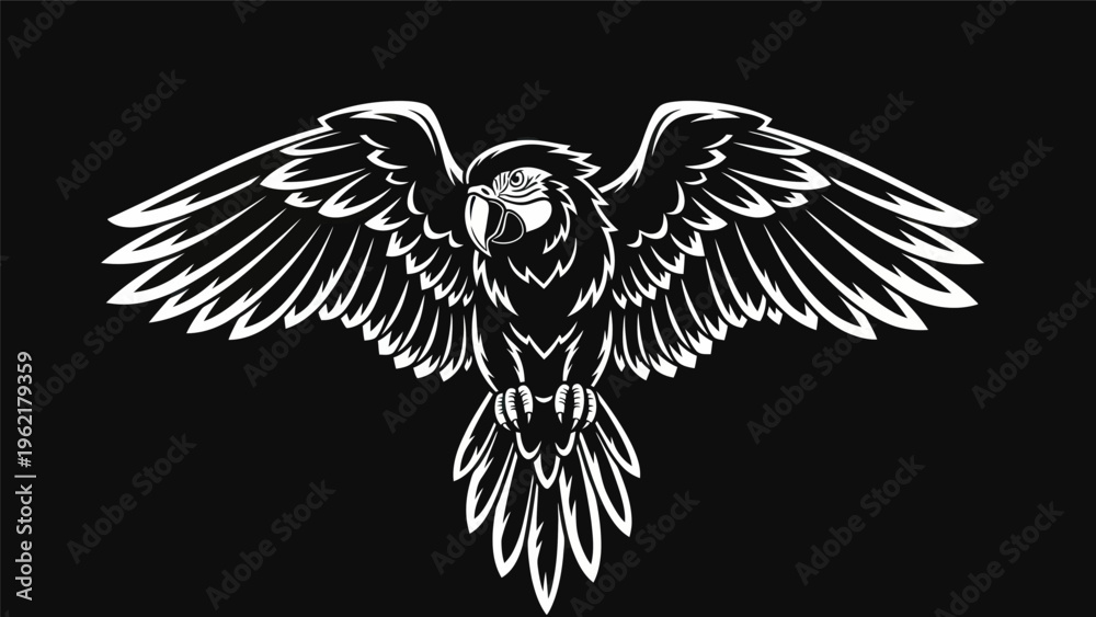 Fototapeta premium Parrot silhouette on black background