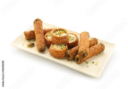 Plate with tasty baklava an...