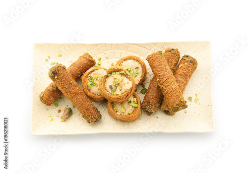 Plate with tasty baklava an...