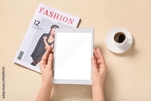Female hands with tablet co...