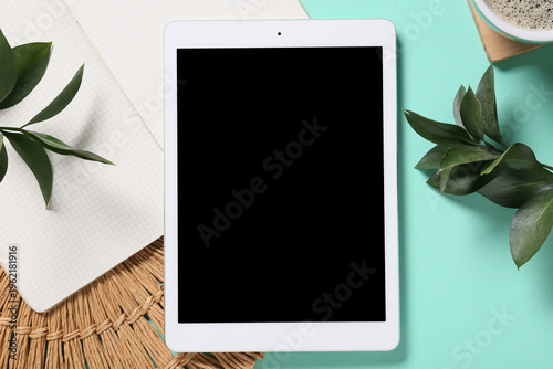 Tablet computer with plant ...