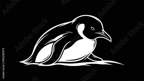 Penguin illustration on black background