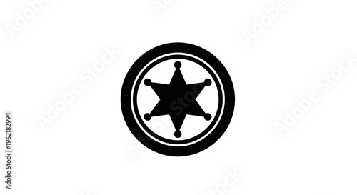 Sheriff star badge symbol representing law enforcement and authority in a circular design