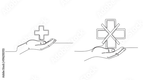 Medical Assistance and Emergency Care Icon Illustration Featuring Hand Support and First Aid Symbol