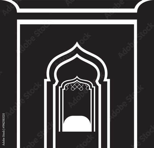 A black and white image of an archway