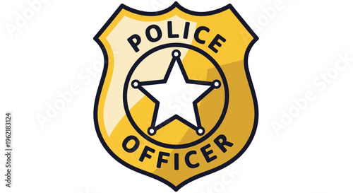 A golden police officer badge with a white star in the center, symbolizing law enforcement and authority
