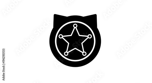 A minimalist vector illustration of a police badge with a star inside a circular border, representing law enforcement and authority