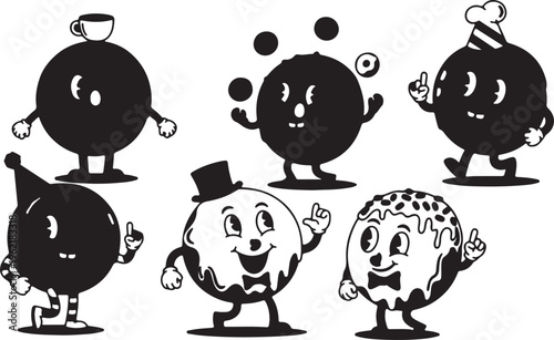 Anthropomorphic pink donut wizard character set wearing a star-covered pointed hat, cheerfully waving and holding a magical wand, fun retro cartoon mascot illustration for whimsical spooky Halloween p