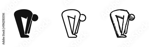 Person Bending Forward Icon Set - Yoga, Stretching, and Exercise Symbols