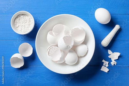 Bowl with egg shells and mo...