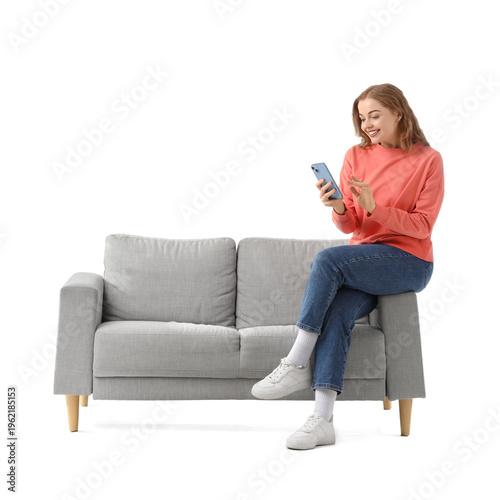Young woman using mobile ph...