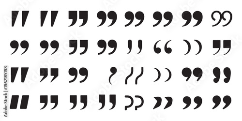 Creative quote icons set including diverse punctuation marks for unique typography and artistic layout design.