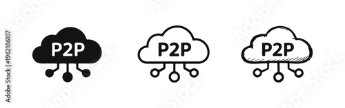 P2P Cloud Computing Network Distributed Storage Icons