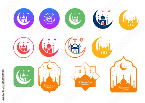 vector set of mosque icons