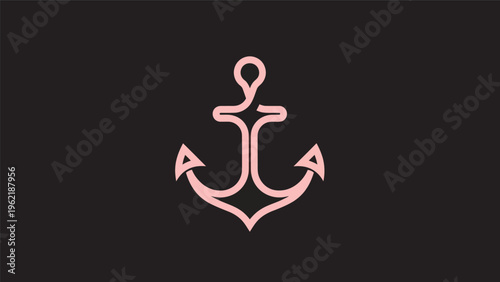 Pink anchor on black background