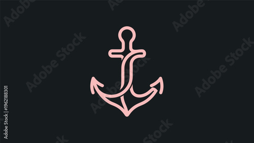 Pink anchor symbol on black background