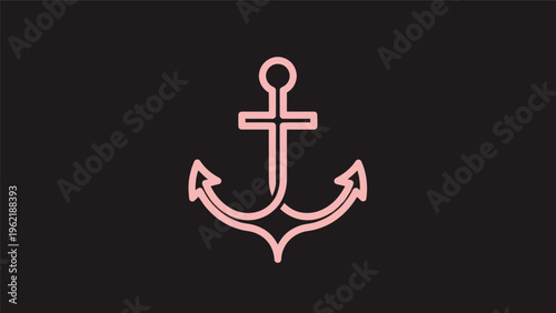 Pink anchor symbol on black background